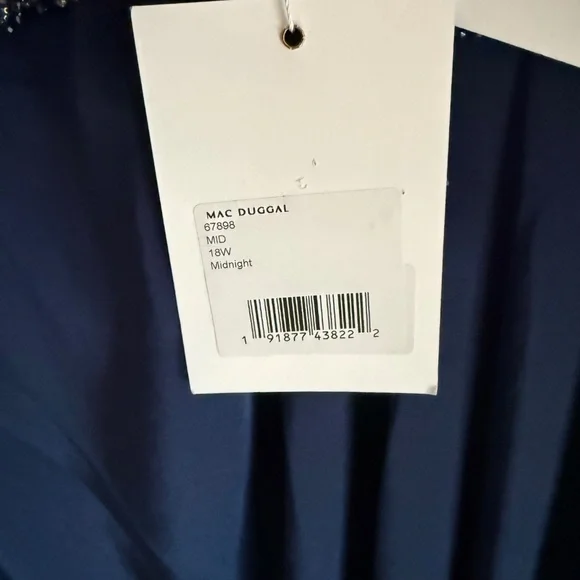 Mac Duggal special occasion gown size 18 blue lace with gold and beaded belt - Picture 13 of 15